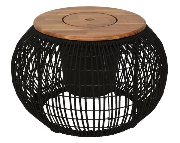 SIDE TABLE SEVILLE PP ROPE OUT FSC 100%BLACKDIA58.00-H37.00C