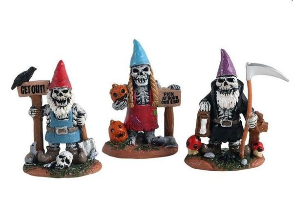 SKELETON GARDEN GNOMES, SET OF 3-en