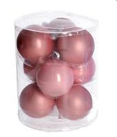 CONFEZIONE 9 PALLINE DI NATALE VETRO DIA8CM ROSA