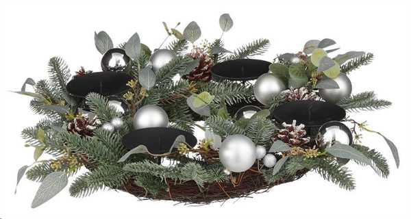 MONTREAL WREATH ADVENT SILVER - H12XD50CM-en