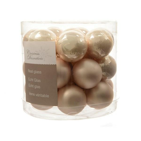 BOX 24 BAUBLES GLASS DIA2.50CM PEARL-en