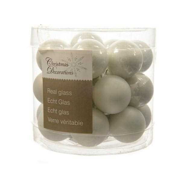 BOX 24 BAUBLES GLASS DIA2.50CM WINTER WHITE-en