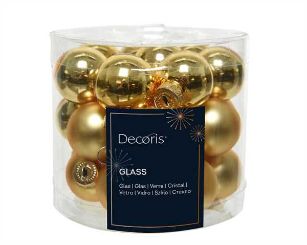 BOX 24 BAUBLES GLASS DIA2.50CM LIGHT GOLD-en