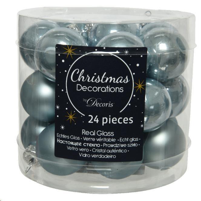 BOX 24 BAUBLES GLASS DIA2.50CM MISTY BLUE-en