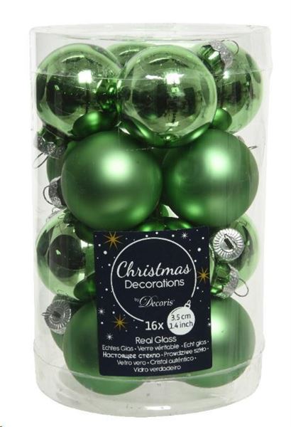 CONFEZIONE 16 PALLINE NATALE VETRO DIA3,5CM MISTLETOE GREEN