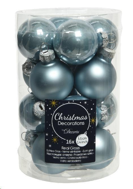 BOX 16 BAUBLES GLASS DIA3.50CM MISTY BLUE-en