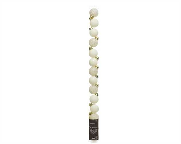 CONFEZIONE 14 PALLINE DI NATALE PLASTICA DIA3CM WOOL WHITE