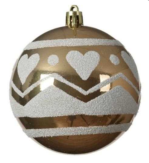 BAUBLE SHATTERPROOF SHINY WITH WHITE GLITTER HEARTSCAMEL BRO-en