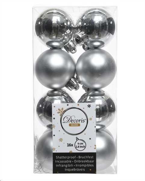 BOX  16 BAUBLES SHATTERPROOF DIA4CM SILVER-en