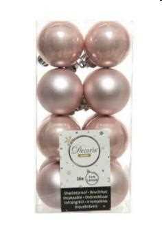 BOX  16 BAUBLES SHATTERPROOF DIA4CM BLUSH PINK-en