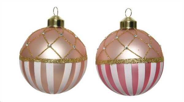 PALLINA NATALE VETRO DIA8CM 2ASS. PINK