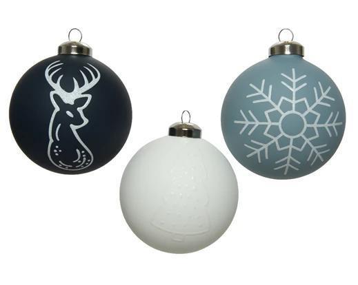 PALLINA NATALE VETRO DIA8CM BLU/BIANCO/AZZURRO