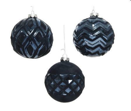 PALLINA NATALE VETRO DIA10CM 3ASS NIGHT BLUE