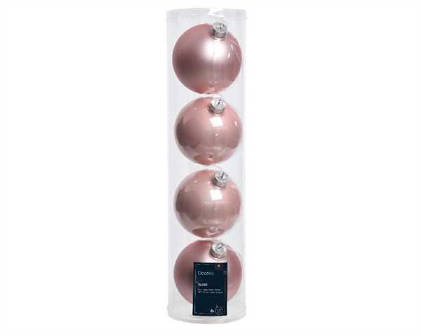 BOX 4 BAUBLES GLASS DIA10CM BLUSH PINK-en