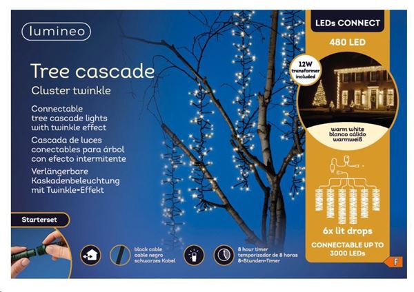 CASCATA 6 RAMI 480LED L.CALDA 2MT OUTDOOR-IP44 LEDS CONNECT