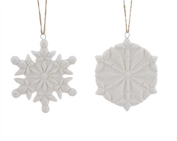 PORC SNOWFLAKE W/HANG. 2ASS 9X0.5CM WHITE-en