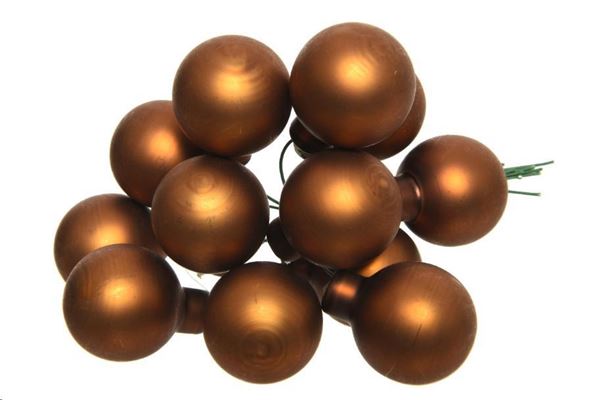 GRAPPOLO 12 PALLINE NATALE VETRO DIA2,5CM CINNAMON OPACO