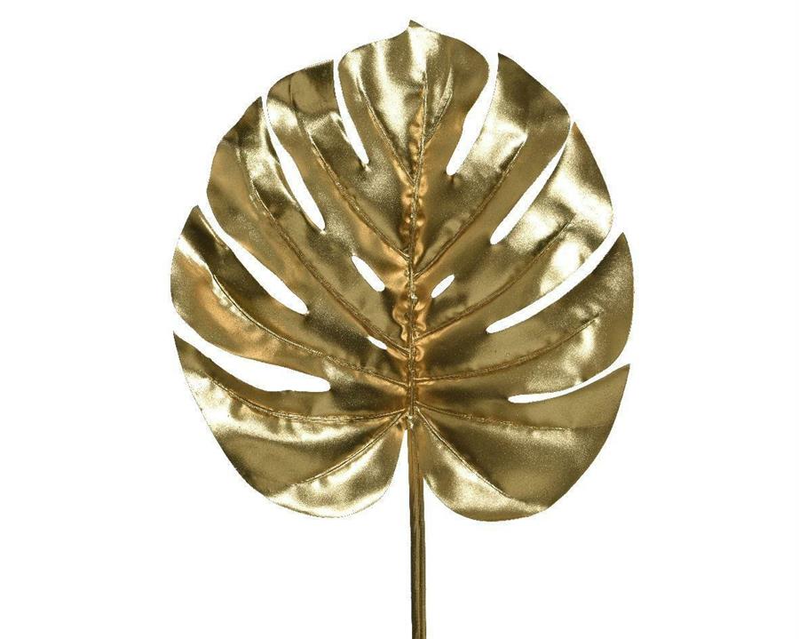 PES MONSTERA LEAF ON STEM 27X4X80CM GOLD-en