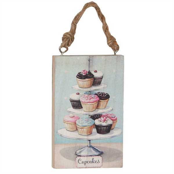 WOOD WITH PICTURE CM12X8 CUPCAKES-en