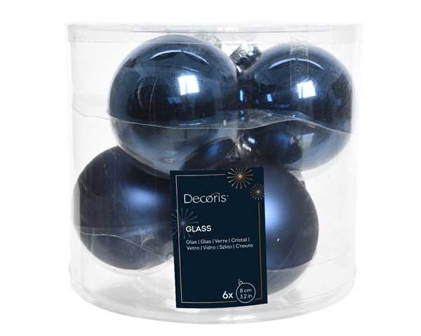 BOX 6 MACH.BAUBLES GLASS SHINY-MATT NIGHT BLUE DM8-en