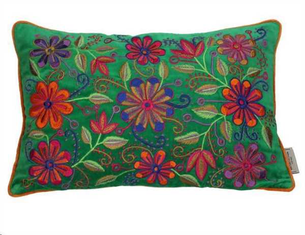 CUSHION FLOWERS VELVET MULTI 30X50CM-en