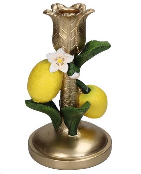 CANDLE STICK LEMON POLYRESIN YELLOW 10X10X17.5CM-en