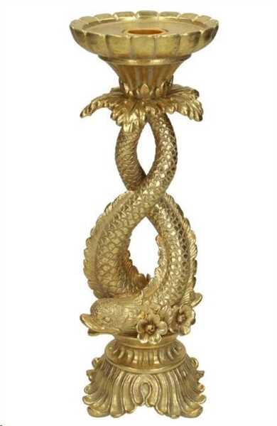 CANDLE HOLDER FISH POLYRESIN GOLD 10.5X10.5X27CM-en