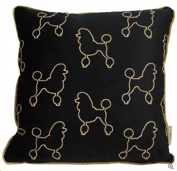 CUSHION POODLE VELVET BLACK 45X45CM-en