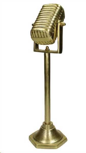 ORNAMENT MICROPHONE ALUMINIUM GOLD 14X14X47CM-en