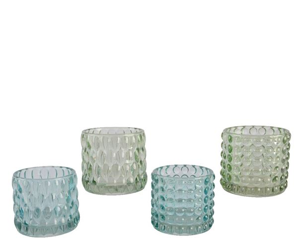 TEALIGHTHOLDER GLASS DIA9.50-H8.60CM ASSORTED-en