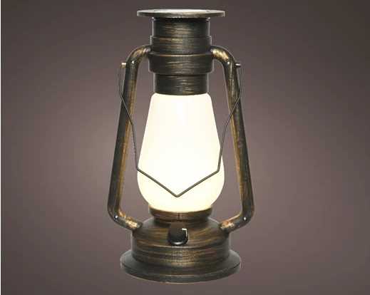 SOLAR LANTERN DIA14.00-H30.00CM-1L RUSTIC BROWN-en