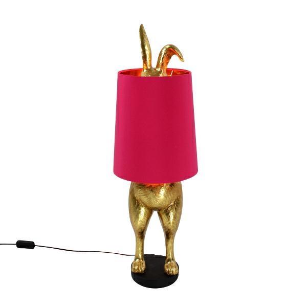 TABLE LAMP HIDING BUNNY GOLD/PINK POLY. CM 24X24X74H E27-en