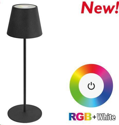 LAMPADA LED TAVOLO AURORA RICARICABILE IP54 3000k+RGB NERO