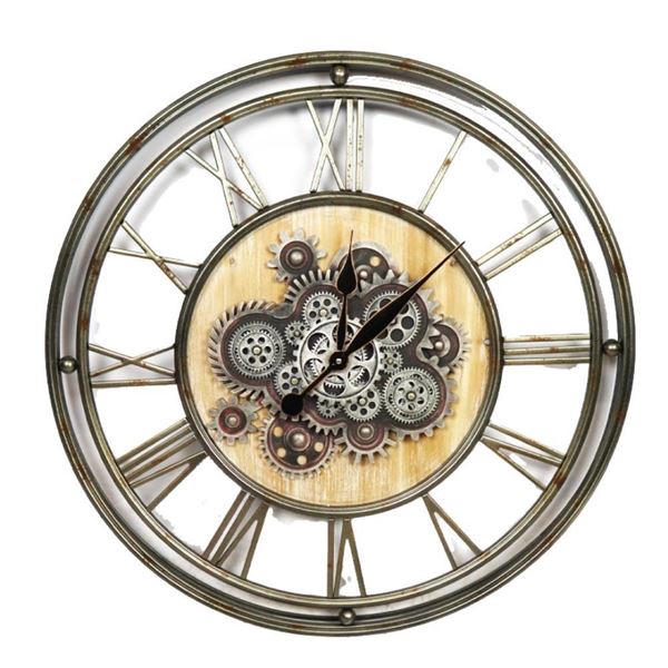 CLOCK METAL Ø77X7.5CM BROWN-en