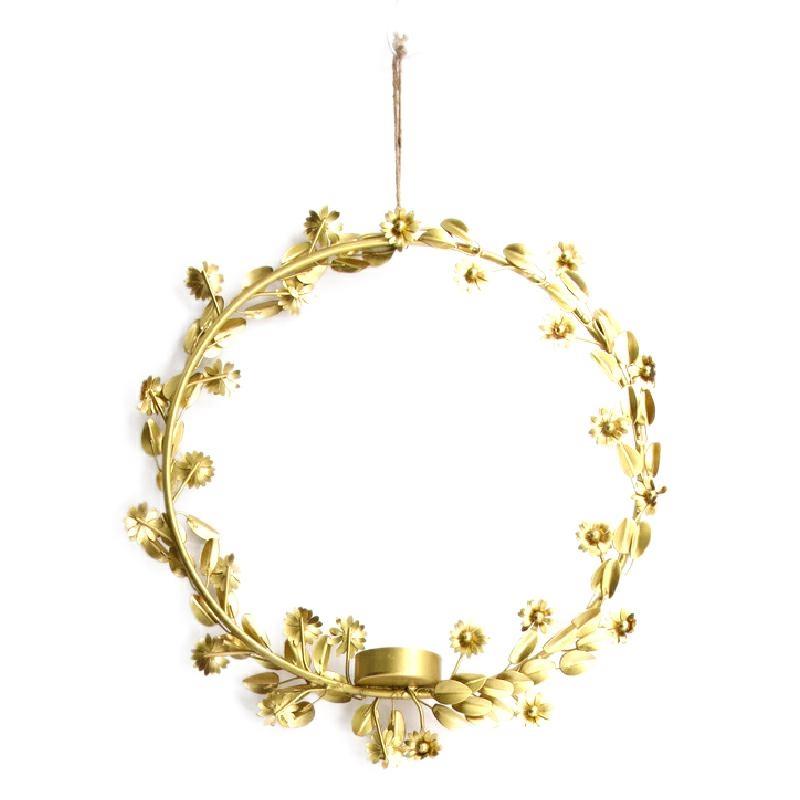 TEALIGHT HOLDER RING METAL Ø30X4CM GOLD-en