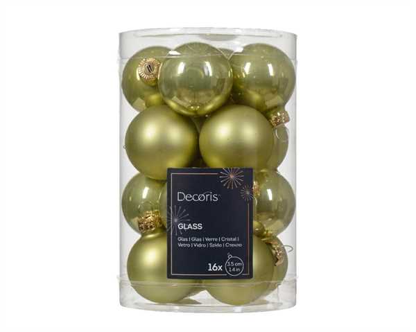 CF.16 MINI GLASS BAUBLES SHINY-MATT DIA3.5CM PISTACHIO-en