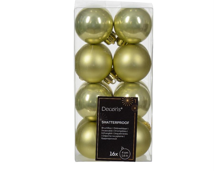 BOX 16 SH.PROOF PLAIN BAUBLES SH-MATT DIA4CM PISTACHIO-en