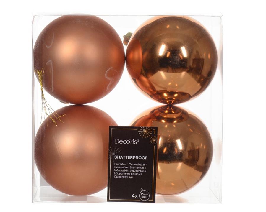 BOX 4 BAUBLES SHAT.PROOF D.10CM RED COPPER-en