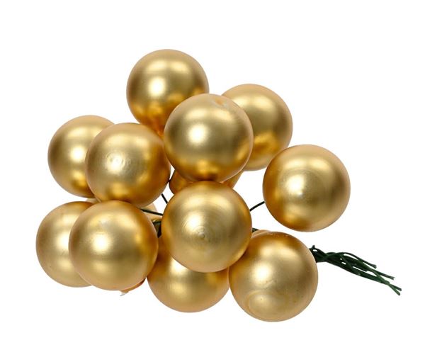 GRAPPOLO 12 PALLINE NATALE VETRO DIA2,5CM LIGHT GOLD OPACO