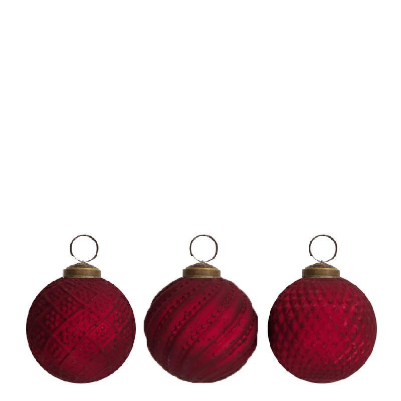 BAUBLE GLASS Ø10CM A/3 RED-en