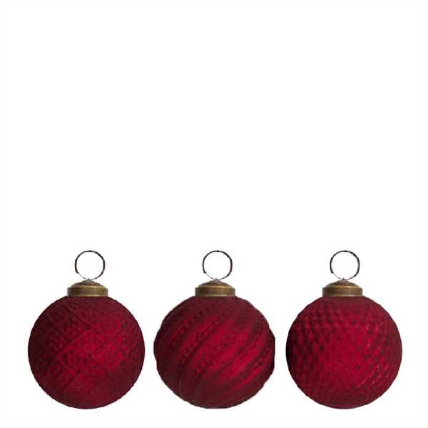 BAUBLE GLASS Ø10CM A/3 RED-en