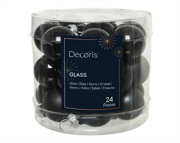 BOX 24 BAUBLES GLASS DIA2.50CM BLACK