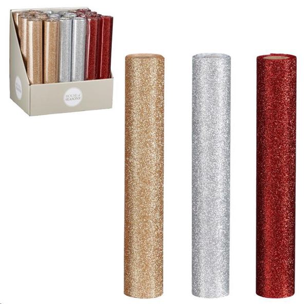 TABLERUNNER RED GOLD SILVER 3 ASSORTED DISPLAY - L270XW29CM