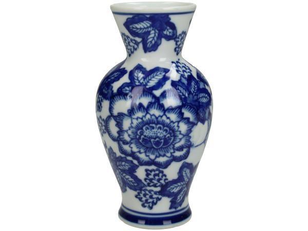 VASO PORCELLANA BIANCO/BLU 9X9X15,5CM