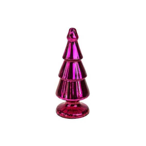 GLASS TREE, SHINY FUCHSIA, GLASS, 10X25 CM