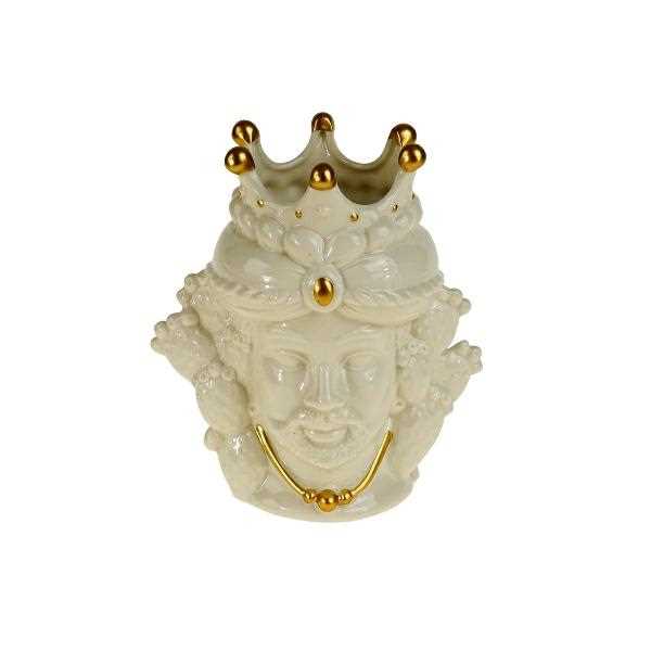 DECORATIVE VASE MORO, WHITE/GOLD, PORCELAIN, 19X12.5X21.5 CM