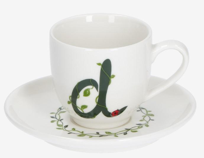 TAZZA CAFFE' CON PIATTINO LETT.'D' SOLOTUA 90CC GIFT BOX