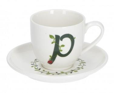 TAZZA CAFFE' CON PIATTINO LETT.'P' SOLOTUA 90CC GIFT BOX