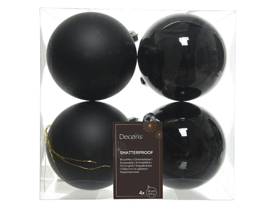 BOX 4 PALLINE PLASTICA DIA10CM BLACK