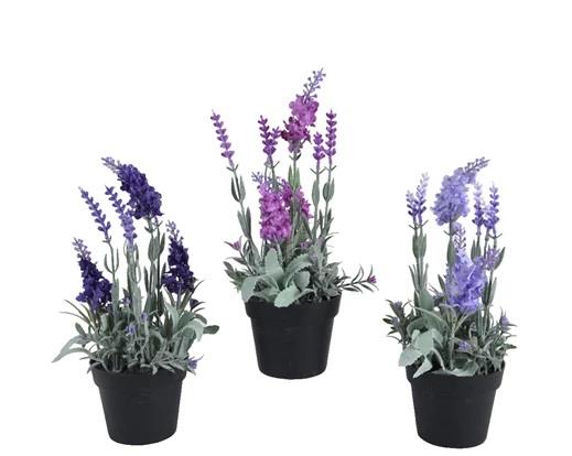 LAVANDA IN VASO POLIESTERE CM.25H. 3 COLORI ASSORTITI